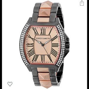 Vince Camuto Rose Gold & Gunmetal Swarovski Watch